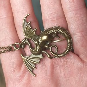 Bronze Colored Winged Dragon on 18 Inch Chain